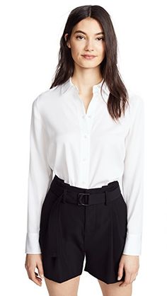 Vince Slim Fitted Blouse | SHOPBOP Cotton Pajama Set Women, Flowy Tunic Tops, Cotton Pajamas Women, Fitted Blouse, White Shirt Blouse, Flared Sleeves Top, Flattering Tops, Blouse Price, Fitted Blouses