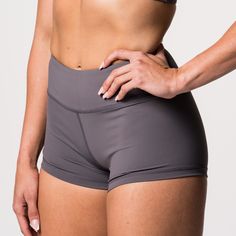 These Butter Soft Booty Shorts are all the rage! Dark gray workout shorts that move with you - not against you. Our classic solid color booty shorts are a must-have for every woman that is serious about her fitness journey. Savage classic booty shorts are custom-made with a perfect blend of Butter Soft nylon and spandex. Our 4-way stretch performance fabrics are soft, comfortable, squat proof, and stay in place so you can achieve full range of motion in and out of the gym. With our light grey gy Cute Workout Outfits, Gym Inspo, Workout Outfits, Squat Proof, Range Of Motion, Sport Shorts, Fitness Journey, Christmas List, Every Woman