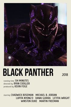 the poster for black panther is shown in purple