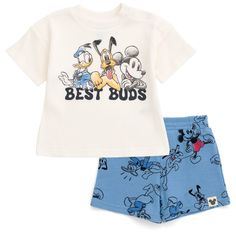 Get ready for a day filled with Disney magic in this cute Disney outfit! This stylish short sleeve tee and shorts set features colorful Disney artwork your kid will love to wear! Choose from awesome designs of Simba from The Lion King with the words "Future King" or Mickey Mouse, Donald Duck, and Pluto with the words "Best Buds." Made of a soft waffle knit material that keeps your child comfortable all day long, this fashionable Disney set is perfect for adventure and play! Toddler Disney World Outfits, Boys Disney Outfits, Toddler Boy Disney Outfit, Boy Disney Outfits, Toddler Disney Outfit, Family Disney Outfits, Disney Toddler Outfits, Kids Disney Outfits, Woman Costumes