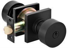 an image of a black door handle and knob