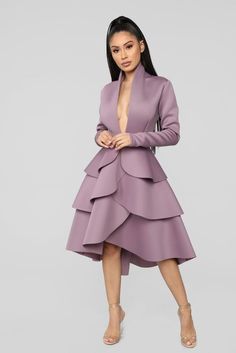 Always Be There Scuba Mini Dress - Mauve Plunge Neck Midi Dress, Styles Dress, Mauve Dress, Professional Women, Looks Chic, Ladies Dress Design