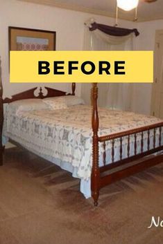 before and after photos of a bedroom