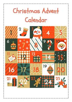 a christmas calendar is shown with different items