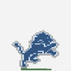 a pixellated image of a blue dinosaur