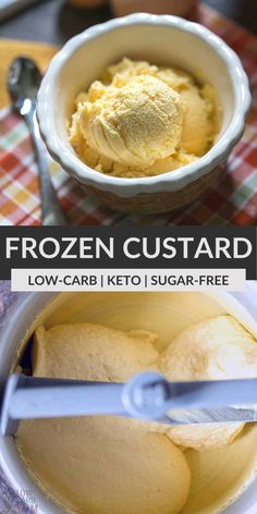 two pictures showing how to make frozen custard