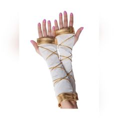 Sold Out! Currently Unavailable Brand: Spirit Halloween 1 Pair White With Gold Fingerless Gloves, Arm Cuffs Greek Goddess. Halloween Costume Accessories New Greek God Accessories, Greek Goddess Jewelry, Greek Goddess Halloween Costume, Greek Goddess Halloween, Goddess Halloween Costume, Goddess Halloween, Halloween Costume Jewelry, Hermes Design, Halloween Bracelet