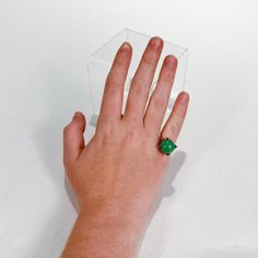 A very fine 14k gold and jade bead Art Deco style ring.  With a large jadeite bead prong set in a 14k gold architectural setting.  Simply a wonderful ring!  Date: Early to Mid 20th Century  Overall Condition: It is in overall good, as-pictured, used estate condition. There is mottling and a fine natural fissure visible to the top of the stone, as well as some very fine & light surface scratches and other signs of expected light wear consistent with age.  Fineness: Marked 14K for gold fineness. Jade Beads, Art Deco Style, Bead Art, Deco Style, Art Deco Fashion, Prong Setting, 20th Century, Jade, Ring Size