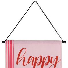 a pink towel hanging on a wall with the words happy new year written in red