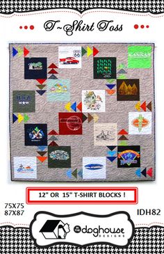 the pattern for this t - shirt quilt is easy to sew and has many different designs