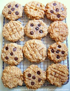 cookies with chocolate chips on a cooling rack