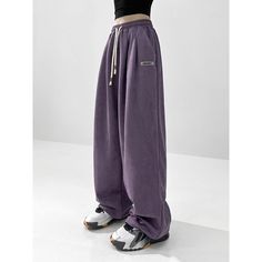 Women's Suede Wide-Leg Dance Pants

Material: 100%Polyester

Size: S, M, L,

Color: Purple, Apricot

Applicable Season: Spring, Summer Purple Wide Leg Bottoms For Streetwear, Purple Baggy Wide Leg Pants, Purple Baggy High-waisted Pants, Purple Relaxed Fit Bottoms, Purple Relaxed Fit Full Length Bottoms, Purple Full-length Pants With Elastic Waistband, Purple Full Length Relaxed Fit Bottoms, Baggy Purple Bottoms For Fall, Purple Wide-leg Pants For Fall