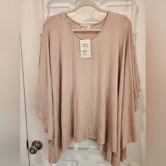 Questions? Leave A Comment Below! Spring Loungewear Poncho With Batwing Sleeves, Beige One Size Batwing Sleeve Tops, One Size Beige Batwing Sleeve Top, Poncho Style Top, Boho Style Tops, Light Pink Shorts, Black Short Sleeve Shirt, J Crew Dress, Poncho Style