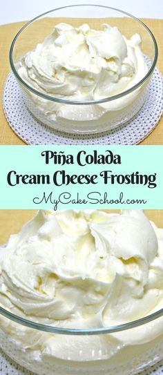 two glass bowls filled with cream cheese frosting