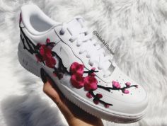 Custom Nike Air Force 1 With Embroidered Metallic Pink Cherry Blossoms Women's White Custom Sneakers Women's Custom Kicks Nike Air Force 1s - available in men's and kids sizes as well. Design is permanent and waterproof. Shipping : Shoes are made to order, time to create this special item just for you is around 1-2 weeks. After shipping your package will arrive in 2-4 business days for US orders 5-14 business days for International orders. Shipping upgrades available, rush your order to guarante Custom White Sneakers For Spring, Casual Sneakers With 3d Embroidery For Spring, Casual Spring Sneakers With 3d Embroidery, Spring Hand Painted Round Toe Sneakers, Hand Painted Pink Sneakers For Spring, Hand Painted Low-top Sneakers For Spring, Pink Sneakers With Embroidered Logo For Spring, Low-top Appliqued Sneakers For Spring, Low-top Applique Sneakers For Spring