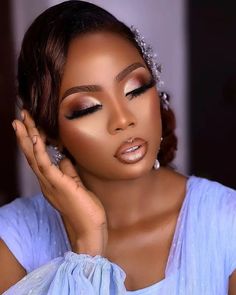 Bride Makeup For Wedding, Makeup Ideas For Bride, Black Bride Makeup Wedding Glam, Black Woman Bridal Makeup, Bridal Makeup For Black Women Wedding, Wedding Make Up Black Women, Bridesmaid Makeup Black Women, Bride Makeup Black Women, Wedding Makeup Looks For Bride