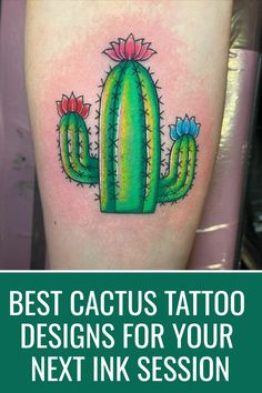 Cactus Tattoo Designs Cactus Tattoo With Flowers, Pink Flower Tattoos, Purple Flower Tattoos, Best House Plants, Coffee Cup Tattoo, Bloom Tattoo, Tattoo With Flowers, Whimsical Tattoos, Red Cactus