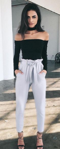 What's Trending - 30 Outfits (S/S) 2016 Lilac Pants, Spring Party Outfit, Fav Outfit, Fest Outfits, 30 Outfits, Pastel Outfit, Elegante Casual, Gray Top, Winter Dress