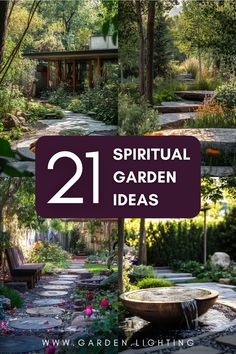 the words 21 inspirational garden ideas are displayed