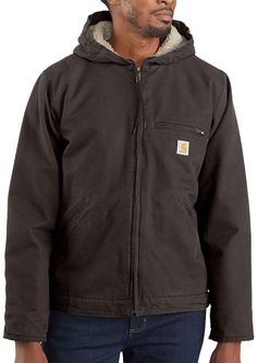 PRICES MAY VARY. 12-ounce, 100% ringspun cotton washed duck Sherpa body lining; Quilted nylon sleeve lining Attached sherpa-lined hood with hidden drawcord Pleated elbows Inner rib-knit storm cuffs Pleated, bi-swing split back Mens Winter Coat Casual, Mens Carhartt Jacket, Duck Jacket, Sherpa Lined Jacket, Safety Clothing, Hooded Jacket Men, Men Carhartt, Carhartt Jacket, Mens Winter