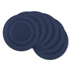 four dark blue placemats on a white background