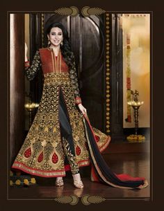 Exquisite Heavy Work Wedding Collection- Rich Red, Black And Golden Top To Bottom Rich Work Designer Wedding Stunning Collection / Party / Wedding / Festival / Special Occasion - Ready to Stitch Black Floor-length Traditional Wear For Formal Events, Black Floor-length Traditional Wear For Wedding, Black Floor-length Traditional Wedding Wear, Red Sets With Pallu For Ceremony, Red Ceremony Set With Resham Embroidery, Red Bollywood Sets For Ceremony, Bollywood Style Red Ceremony Sets, Traditional Black Sets For Wedding, Black Long Traditional Wear For Wedding