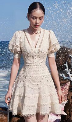 Shop Our Lace V-Neck Midi Dress in White and Feel Confident! With Free International Shipping. Find More Fashion You Love Now. Shop With Next. Robes Vintage, V Neck Midi Dress, Color Complement, Ruched Dress, Corset Dress, Product Images, Look Chic, Lace Fabric, Ruffle Dress