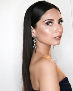 Formal Hair Straight Sleek, Slicked Hairstyles Down, Slick Back Front Pieces Hair Down Straight, Straight Hair With Front Pinned Back, Elegant Hairstyles Down Straight, Straight Pinned Back Hair, Straight Hair Pulled Back, Front Peices Pulled Back Hairstyle, Slick Back Loose Hair