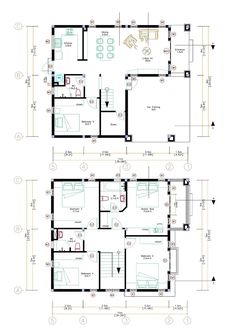 two story house plans with floor plans and measurements