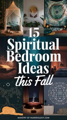 a collage of images with the words 15 spiritful bedroom ideas this fall