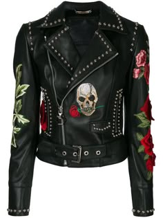 Philipp Plein Carole Guado biker jacket Space Women, Denim Upcycle, Descendants Dr, Skull Jacket, Classic Corvette, Lambskin Jacket, Jackets Black, Studded Jacket, Biker Jackets