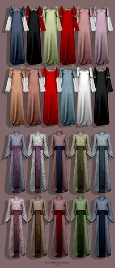 the dresses are all different colors and sizes