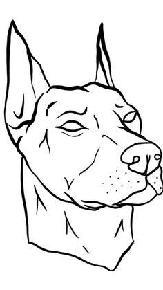 a black and white drawing of a dog's head