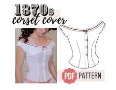 As much as hiding your pretty corset might be sad, it's important to protect your dress! The corset cover adds a layer of protection between the hard bones of the corset and the delicate dress fabric. But this doesn't mean you can't make the cover pretty! Along with being historically accurate, it was designed with a certain Christine in mind.  Think of her as you create this chemise and add a little Phantom to your historical wardrobe! This pattern has very little written instructions. To help with assembly, you'll find an in-depth video with instructions once you purchase the pattern. Size of Pattern: Bust 34" Waist 26" Skill Level Required: Intermediate (must be able to make pattern adjustments and use intermediate techniques.) This is one size pattern, but it can be easily adjusted (in Corset Cover Pattern, Petticoat Pattern, Corset Cover, Victorian Corset, Corset Pattern, Split Skirt, Historical Costume, Size Pattern