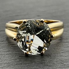 Vintage Solid 9ct Gold Topaz Ring, UK Size N, US Size 6 1/2, EU Size 52 3/4, Fully Hallmarked Birmingham 2006, Weight 4.03Grams, Topaz Diameter 10mm, Lovely Condition Classic Amethyst Ring With Vvs Clarity, Classic Green Amethyst Rings, Formal Gold Rings With Green Amethyst, Gold Rings With Green Amethyst For Formal Events, Gold Rings With Green Amethyst For Formal Occasions, Formal Green Amethyst Ring, Yellow Gold Amethyst Ring With Vs Clarity, Classic Amethyst Ring With Vs Clarity, Classic Round Green Amethyst Jewelry