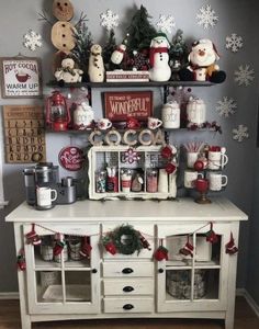 a christmas display in the corner of a room