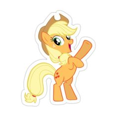 a sticker with an image of a pony holding a piece of paper in it's hand