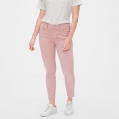 Mid Rise. Slim Through The Hip And Thigh. Skinny Leg Opening, Skims The Ankle. Inseam: Regular 27"/69 Cm, Petite 24.5"/62 Cm, Tall 31"/79 Cm. Brand New Sold Out In Petites Msrp 80.00 Color Is Cavan Pink Rose - Is Like A Faded Mauve Pink Color Summer Pants With 5-inch Inseam, Gap Stretch Jeans For Spring, Fitted Pink Gap Bottoms, Gap Spring Mid-rise Bottoms, Spring Mid-rise Gap Bottoms, Spring Mid-rise Bottoms By Gap, Gap Jeans Women, Bleached Jeans, Rolled Up Jeans