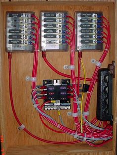 an electrical panel with multiple wires connected to it