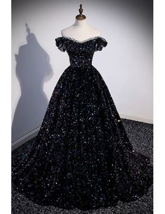 Formal Long Black Mermaid Evening Dress Off Shoulder - $78.48 #S1496 - SheProm.com Black Sequin Prom Dress, Ball Gown Prom Dresses, Gown Prom Dresses, Beaded Party Dress, Dress Wedding Guest, Sequin Evening Dresses, Black Dress Formal, Sequin Prom Dresses