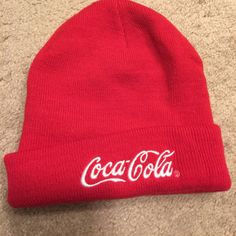 Nwot. Coca Cola Beanie. 100% Acrylic. Classic Red Cotton Hat, Casual Red Winter Beanie, Classic Red Winter Hat, Red Cotton Winter Beanie, Red Casual Winter Hat, Casual Red Winter Hat, Classic Red Beanie Hat, Fitted Red Casual Hat, Casual Red Cotton Beanie