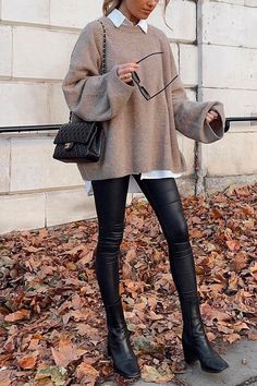 Vinter Mode Outfits, Look Legging, Loose Fit Sweater, Outfit Chic, Mode Casual, Looks Chic