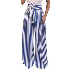 These wide leg pants featuring a high waist and sash belt are perfect in and out of the office. Pair with a bodysuit from our Bodysuits Collection and throw on a cropped cardigan from our Sweaters Collection to have this look be Office Ready. These stylish pants are made with a polyester and spandex blend for comfort and style and come in 3 fabulous colors. Striped Trousers, Harem Pants Women, Wide Leg Palazzo Pants, Striped Wide Leg Pants, Pants Women Fashion, Casual Wide Leg Pants, Stylish Pants, Printed Wide Leg Pants, Flowy Pants