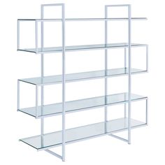 a white shelf with three shelves on each side