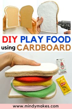 diy play food using cardboard to make a sandwich