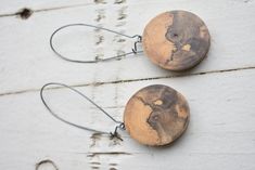 Wine Barrel Lazy Susan, Holiday Gift List, Wood Dangle Earrings, Salvaged Wood, Repurposed Jewelry, American Walnut, Wood Earrings, Wood Jewellery, The Ranch