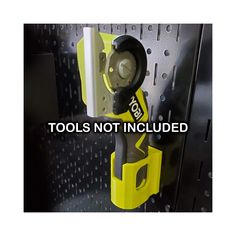 tools not included on the back of a wall mounted tool cabinet with text overlay