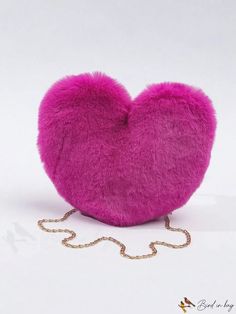 BirdinBag - Chic Heart-Print Chain Bag - a Minimalist Delight with a Plush Flair Pink Heart-shaped Evening Bag, Pink Heart-shaped Evening Shoulder Bag, Heart-shaped Bags For Valentine's Day, Leather Mobile Phone Bag, Brown Babies, Chain Pattern, Novelty Bags, Heart Chain, Style Preppy