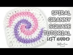 a crocheted square with the words spiral grannyy square on it and an image of