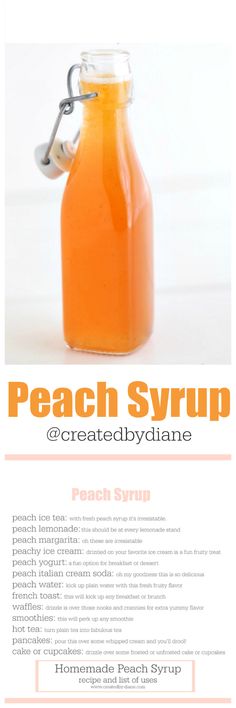 peach syrup recipe with instructions on how to make it